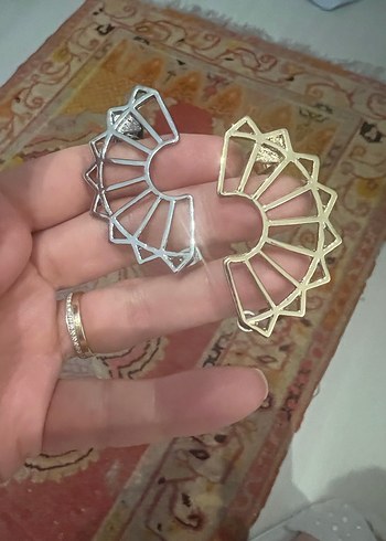 Altın ve Gümüş 2li Earcuff Küpe Seti