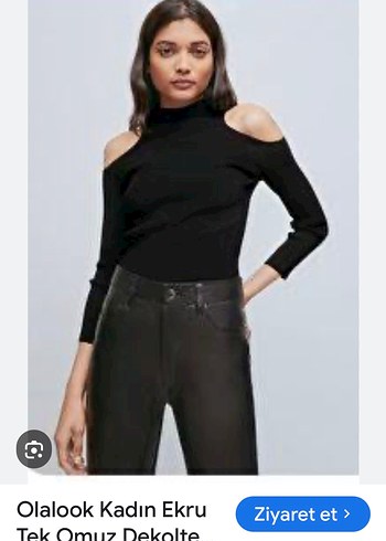 Batik penye Siyah Uzun Kollu Salaş Kadın Bluz omuzlarI acik - Görsel 4