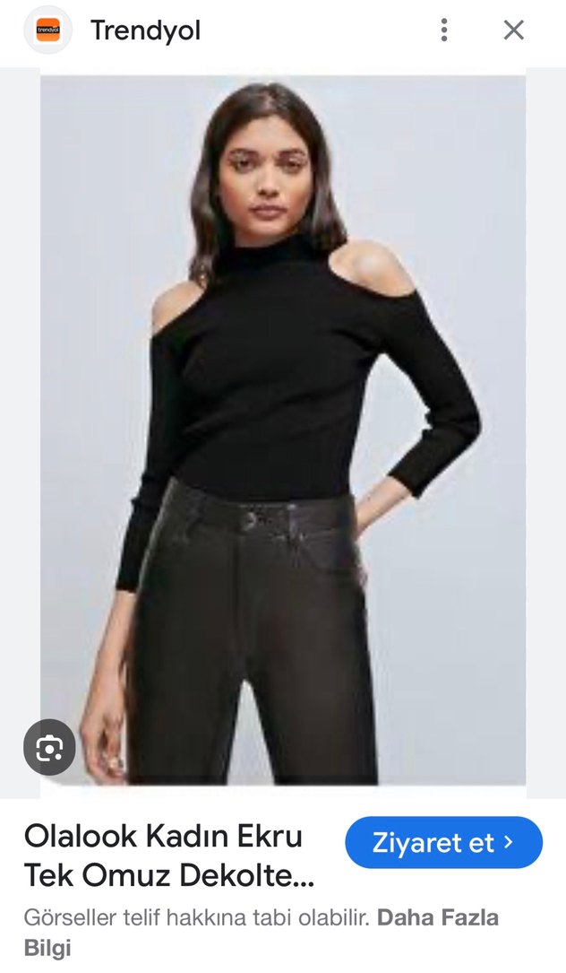 Batik penye Siyah Uzun Kollu Salaş Kadın Bluz omuzlarI acik - Görsel 4