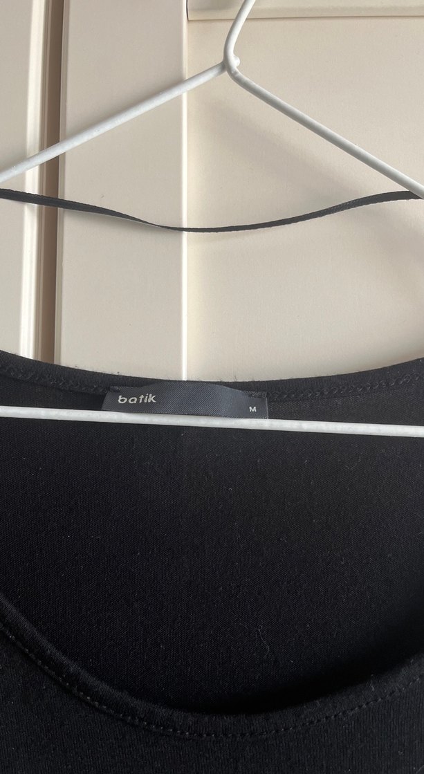 Batik penye Siyah Uzun Kollu Salaş Kadın Bluz omuzlarI acik - Görsel 2