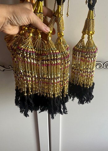 Pakistanda etnik dekoratif boncuklu dekor. Perde Bağlama Püskül - Görsel 4