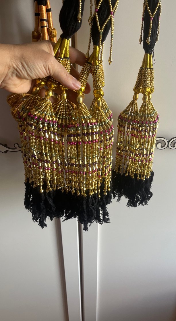 Pakistanda etnik dekoratif boncuklu dekor. Perde Bağlama Püskül - Görsel 4