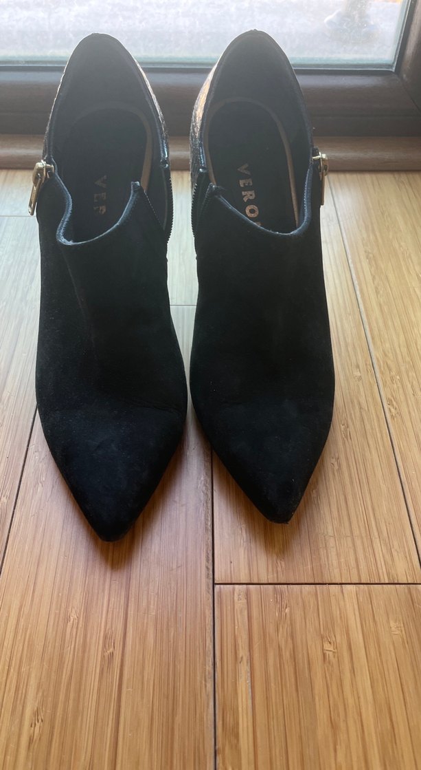 Siyah Süet Stiletto Topuklu Kadın Bot - Görsel 5