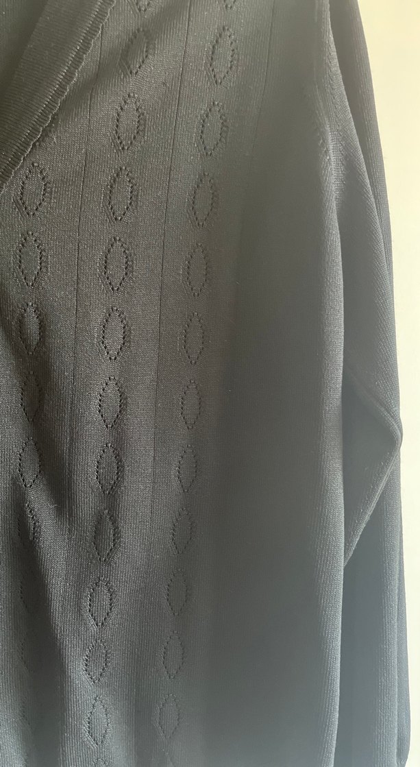 Düğmeli Siyah V Yaka Kadın ince merserize Hırka - Görsel 4