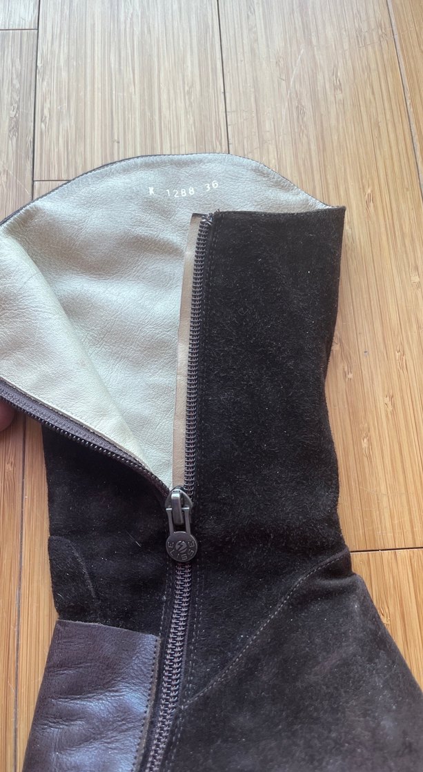 Kadın gerçek Süet acı kahve Tokalı Çizme topuklu 37 no - Görsel 4