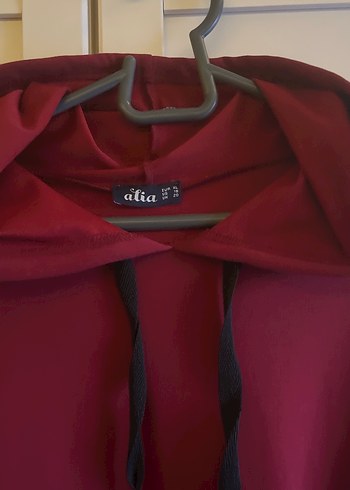 Bordo Uzun Kollu Salaş kapişonlu XL Elbise - Görsel 3