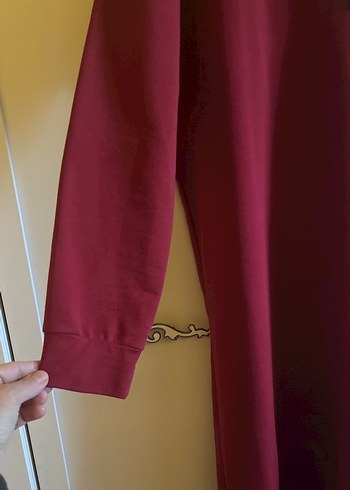 Bordo Uzun Kollu Salaş kapişonlu XL Elbise - Görsel 2