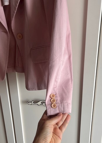 Pembe Mini Kadın Blazer Ceket - Görsel 5