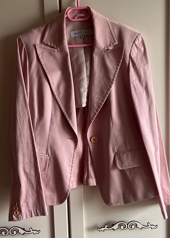 Pembe Mini Kadın Blazer Ceket - Görsel 2