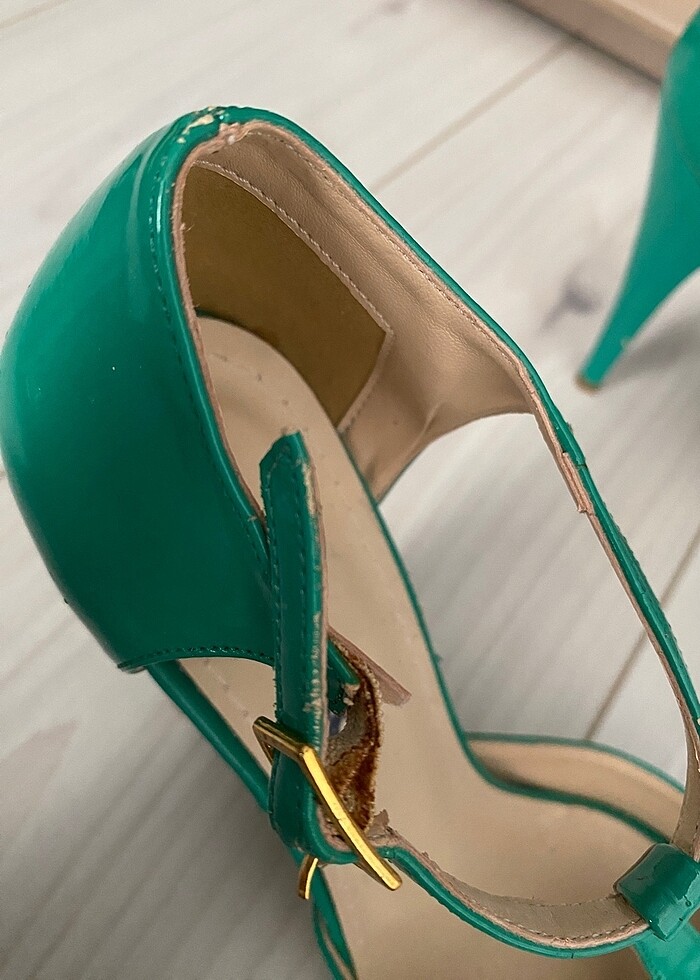 Bambi yeşil parlak topuklu - Görsel 4