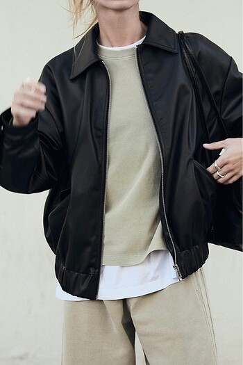 ZARA OVERSİZE SUNİ DERİ CEKET