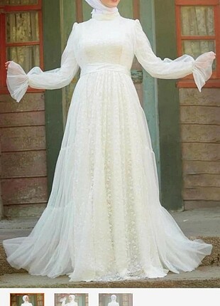 Beyaz tesettür nikah elbisesi
