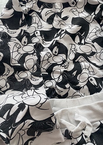 Diğer Kız Çocuk Baskılı Gri Uzun Kollu Pijama