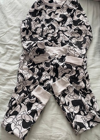 Kız Çocuk Baskılı Gri Uzun Kollu Pijama