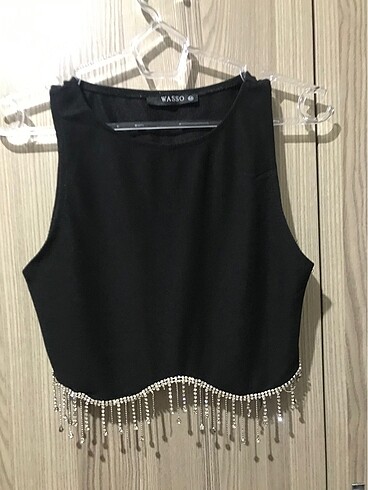 Siyah taşlı crop