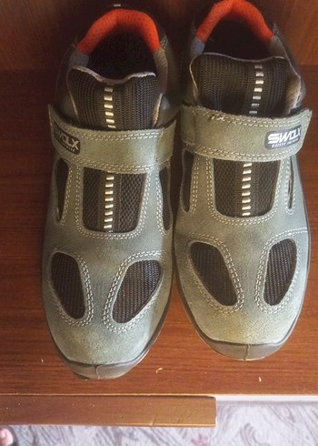 Gri Erkek Spor Biker Ayakkabı Velcro celik burun