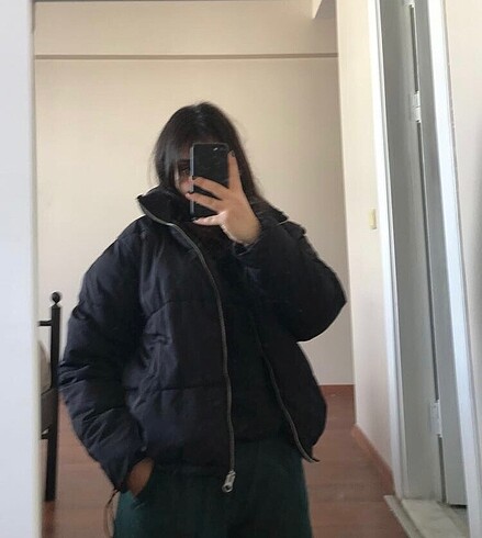 m Beden siyah Renk Hm kısa şişme mont