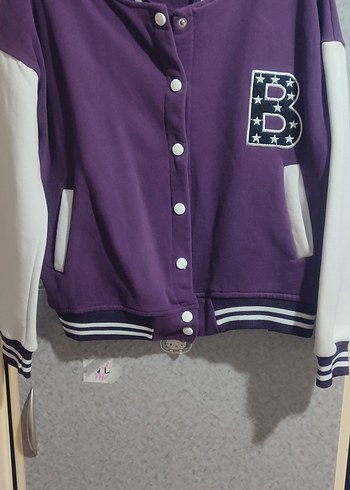 Mor Düğmeli kız cocuk Bomber Ceket - Görsel 3