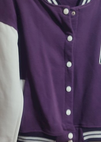 Mor Düğmeli kız cocuk Bomber Ceket - Görsel 2