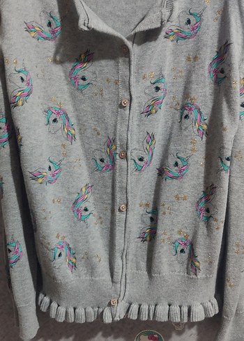 Gri kız cocukÖrgü Triko Kazak - Görsel 3