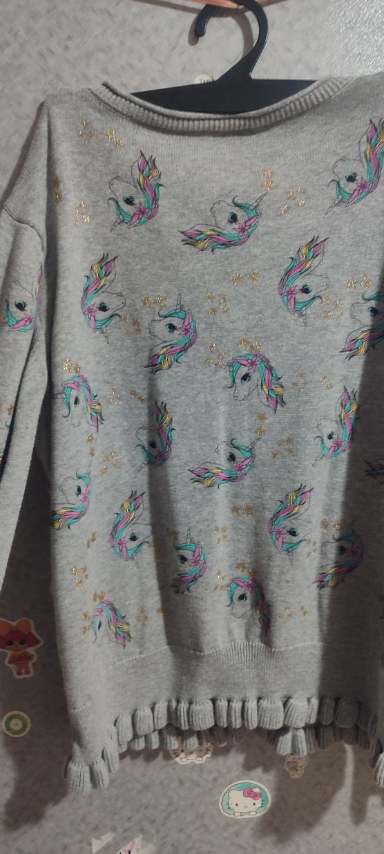 Gri kız cocukÖrgü Triko Kazak - Görsel 2
