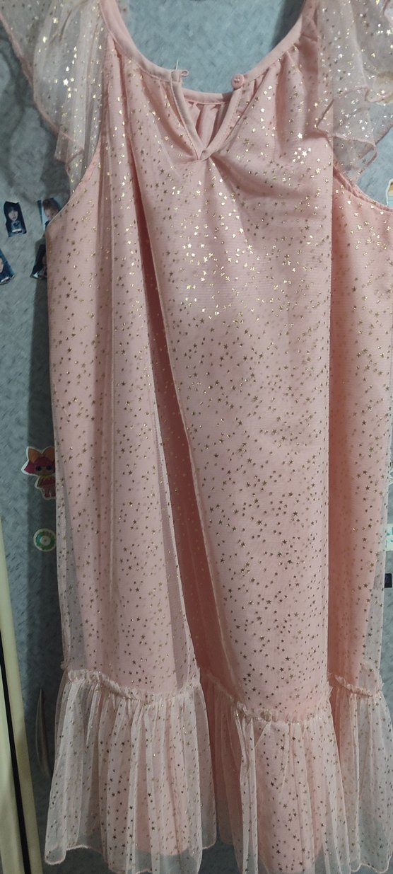 Pembe Kız Çocuk Fırfırlı Askısız Elbise - Görsel 2