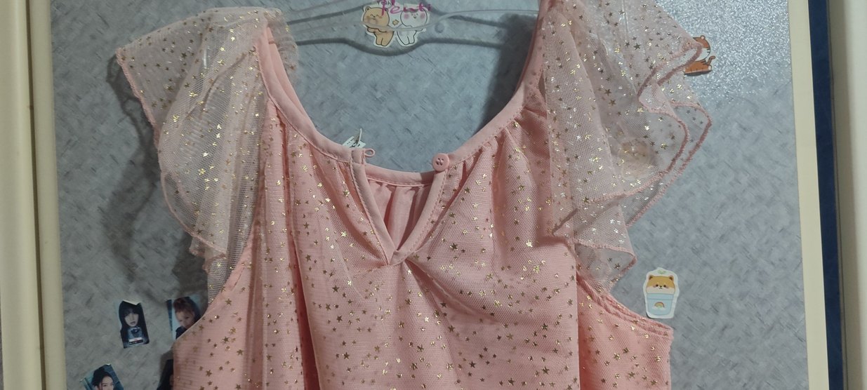 Pembe Kız Çocuk Fırfırlı Askısız Elbise - Görsel 3