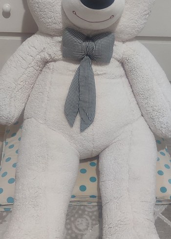 Beyaz Peluş Oyuncak Ayı Gri Fiyonk - Görsel 2