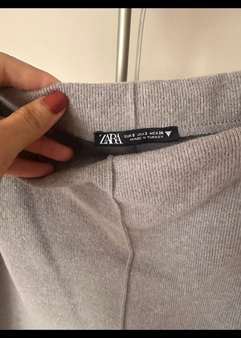 s Beden gri Renk Gri Midi Triko Etek