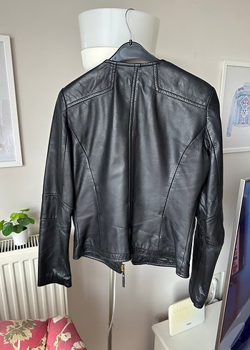 Kadın Siyah Deri Biker Ceket - Görsel 2