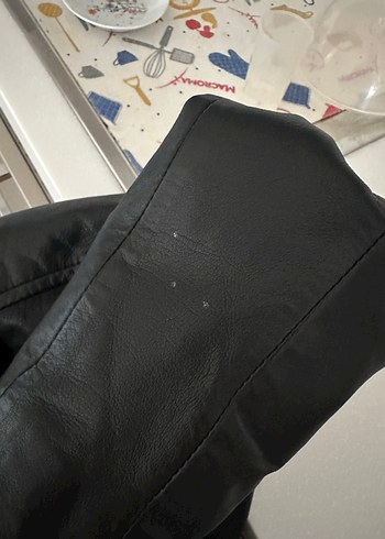 Kadın Siyah Deri Biker Ceket - Görsel 5