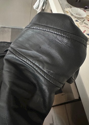 Kadın Siyah Deri Biker Ceket - Görsel 7