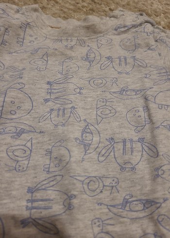9 Ay Beden Mothercare gri Kısa Kollu Bebek Tulum