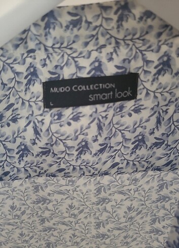 Mudo collection floral mavi gömlek