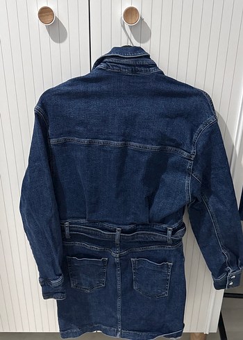 Kemerli Lacivert Denim Mini Elbise - Görsel 4