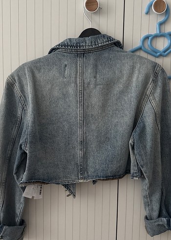 sagaza crop Denim Ceket taşlı - Görsel 4