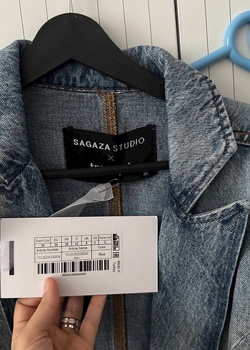 sagaza crop Denim Ceket taşlı - Görsel 2