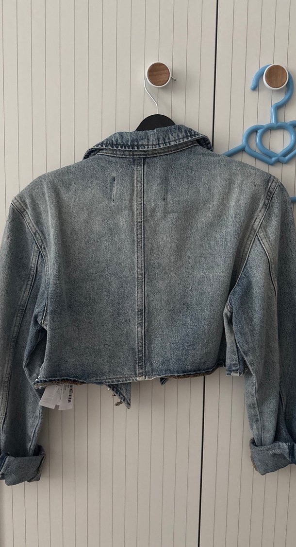 sagaza crop Denim Ceket taşlı - Görsel 4