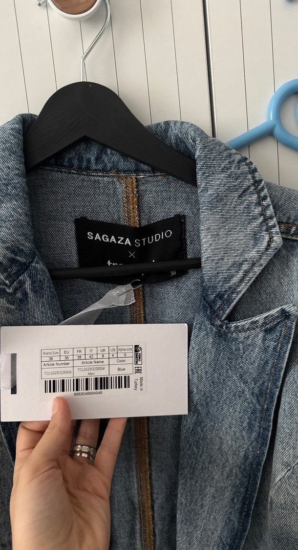 sagaza crop Denim Ceket taşlı - Görsel 2