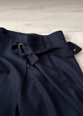 Kadın Lacivert Kemerli Kumaş Pantolon - Görsel 3