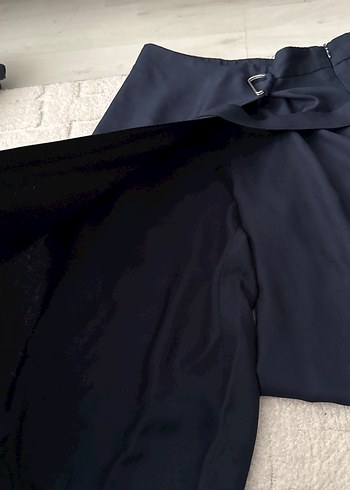 Kadın Lacivert Kemerli Kumaş Pantolon - Görsel 2