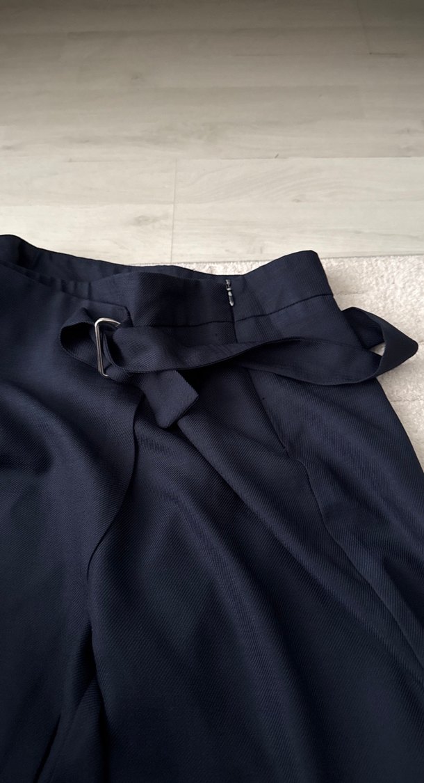 Kadın Lacivert Kemerli Kumaş Pantolon - Görsel 3