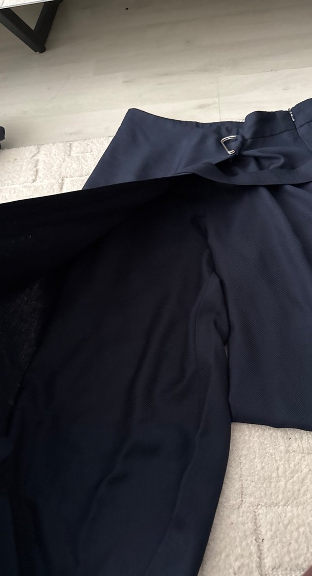 Kadın Lacivert Kemerli Kumaş Pantolon - Görsel 2