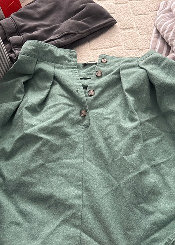 Düğmeli Yeşil bahçıvan etek - Görsel 2