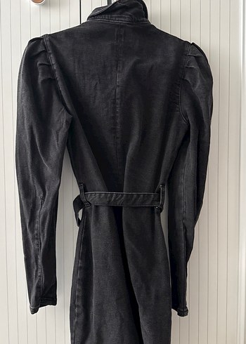 Gri  Kemerli Denim elbise - Görsel 2