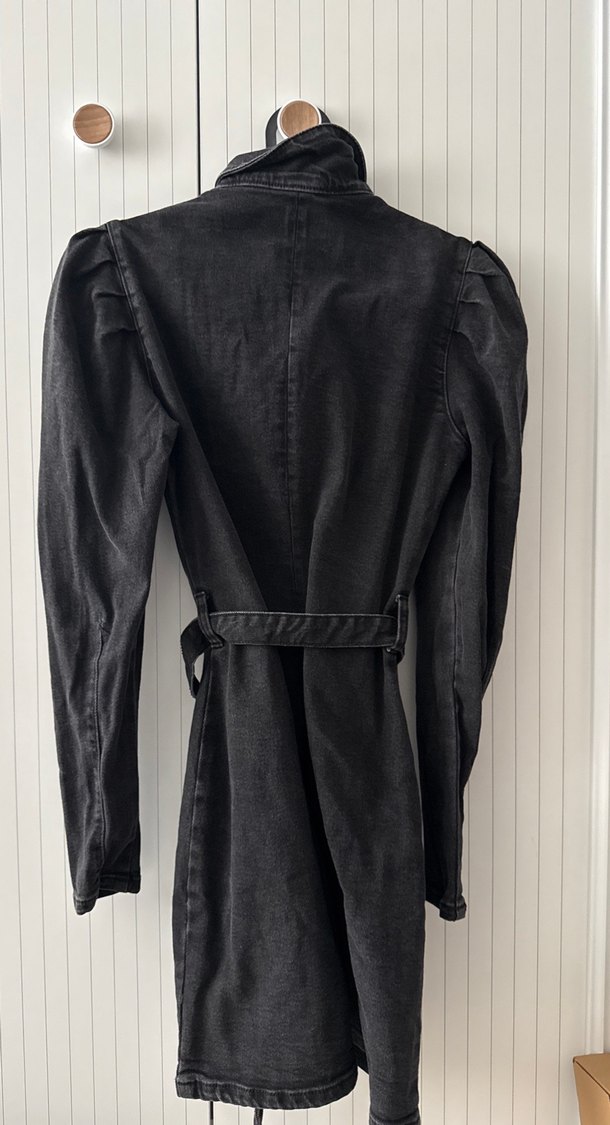 Gri  Kemerli Denim elbise - Görsel 2