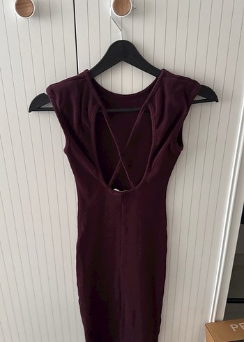 Bordo fitilli Midi elbise - Görsel 2