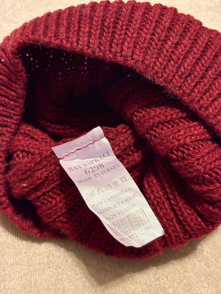 Bay Şapkacı Bordo Bere - Görsel 4