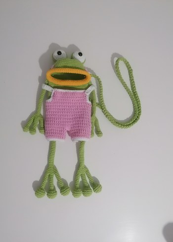 Fisher Price Renkli Pembe Örgü Kurbağa Peluş Oyuncak