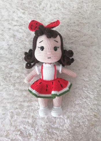 Beden Renkli Karpuz Desenli El Örgüsü Bebek